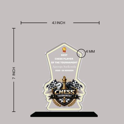 Personalized Chess Tournament Award Trophy Customized Best Chess Player Award for Schools, Clubs, and Corporate Events UV Printed Acrylic Trophy